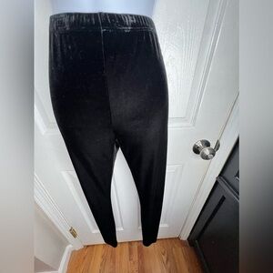 Eileen Fisher XXS Black Stretch Knit Velvet Legging Pull On Dress Pants 2XS